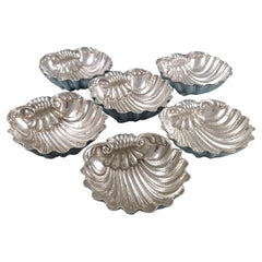 Set of 6 Sterling Silver shell cups bowls