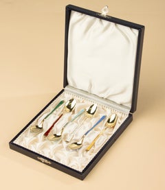 Set di 6 cucchiaini in argento 925 - smaltati - AS Sterling Denmark - Egon Lauridsen