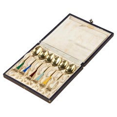 Set di 6 cucchiaini in argento 925 - smaltati - AS Sterling Denmark - Egon Lauridsen