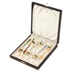 Set di 6 cucchiaini in argento 925 - smaltati - AS Sterling Denmark - Egon Lauridsen