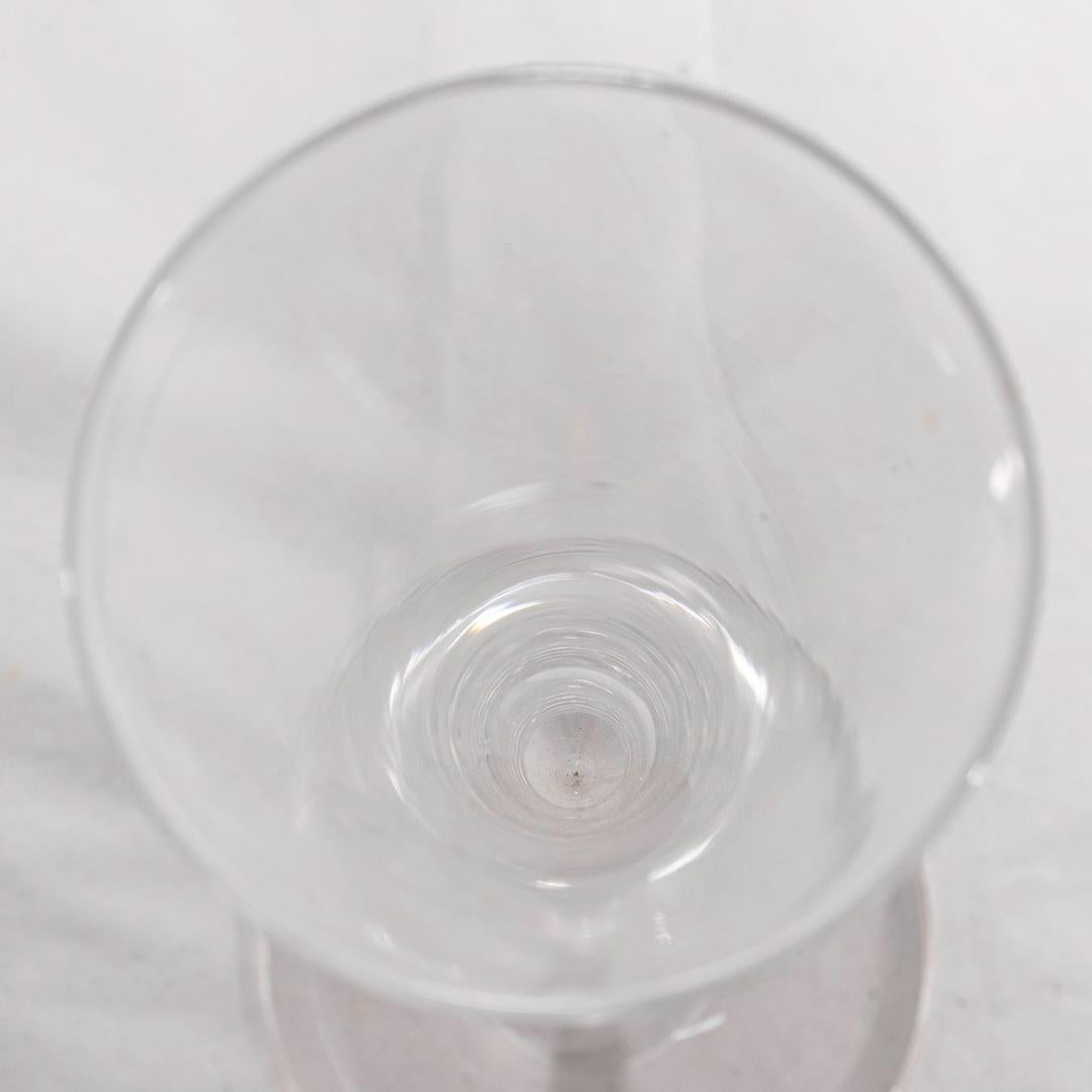 Set of 6 Steuben Crystal Fluted Champagne Glasses with Engraved Birds & Monogram For Sale 1