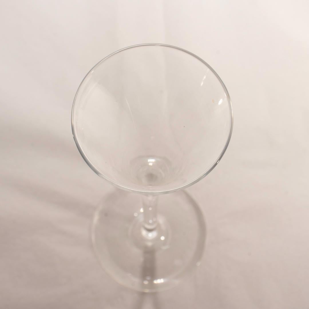 Set of 6 Steuben Crystal Fluted Champagne Glasses with Engraved Birds & Monogram For Sale 2