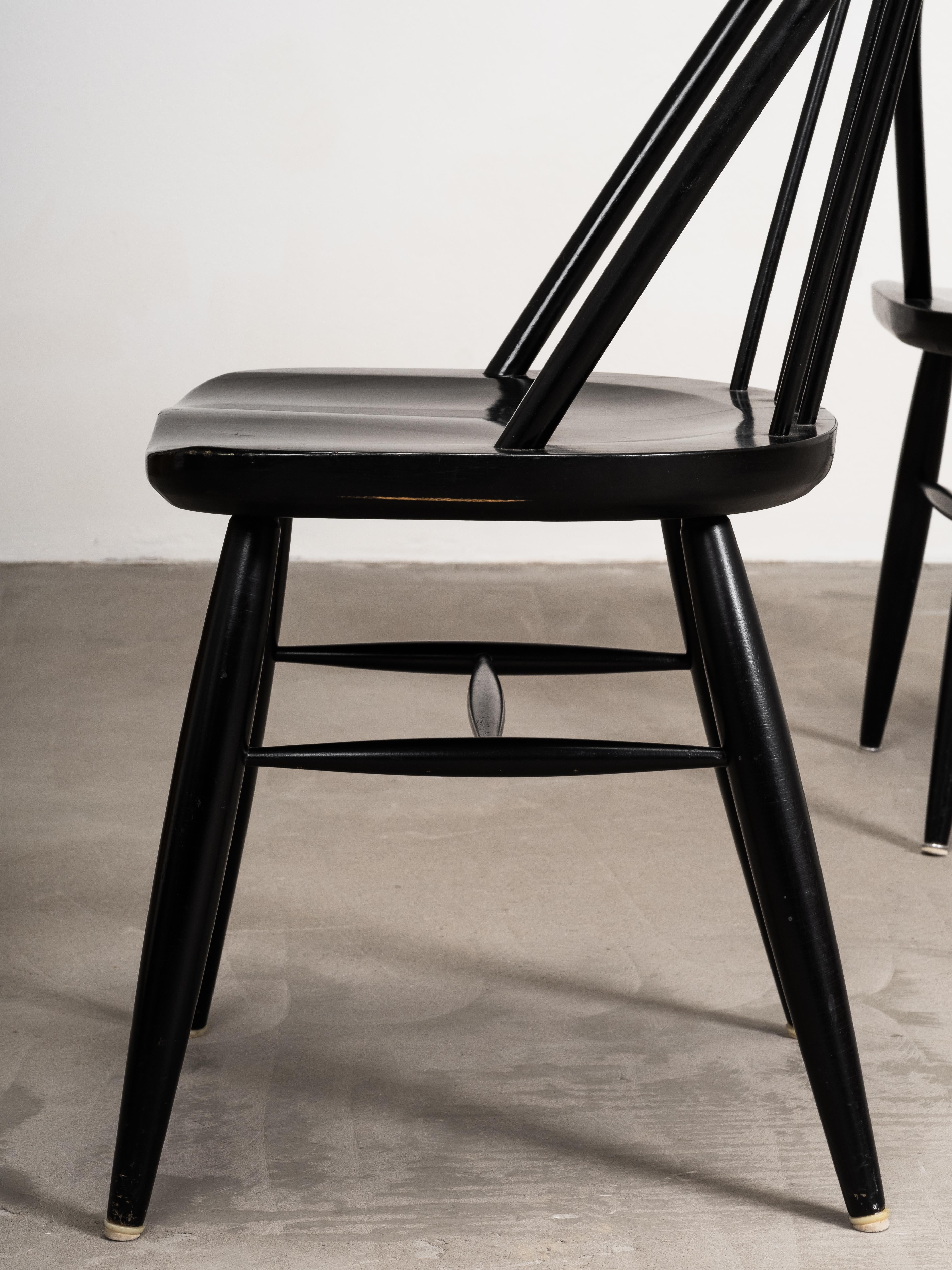 Ensemble de 6 chaises de salle à manger à dossier en forme de bâton par Carl-Gustaf Hiort af Ornäs, Finlande, années 1950 en vente 10