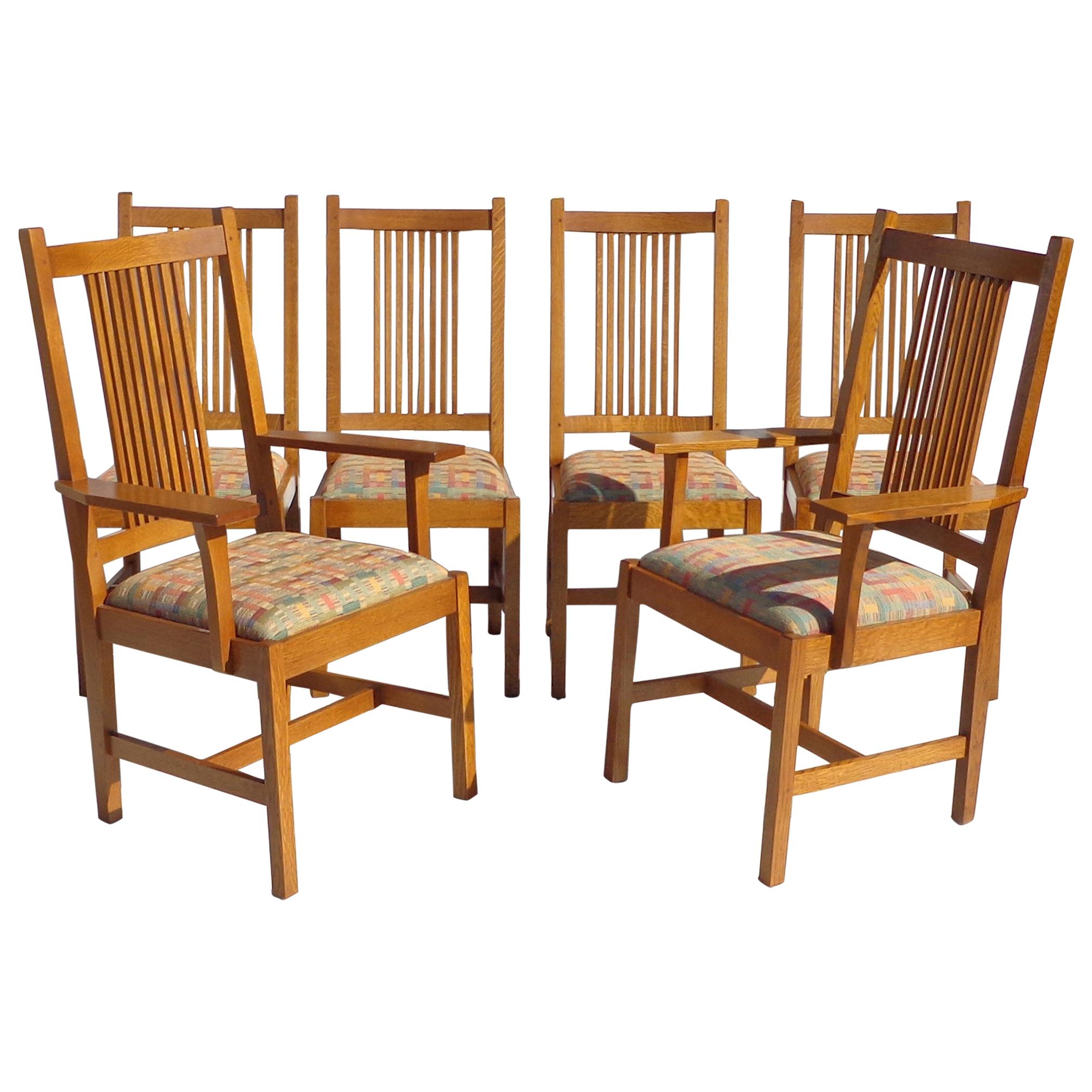 Set of 6 Stickley Spindle Mission Collection Dining Chairs
