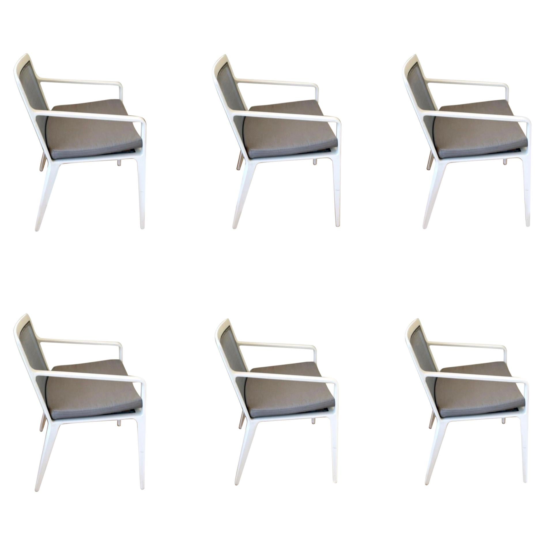 Set of 6 Still Arm Patio Chairs Designed by Richard Frinier for Brown Jordan