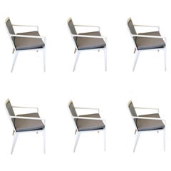 Ensemble de 6 chaises de patio à bras nus conçues par Richard Frinier pour Brown Jordan