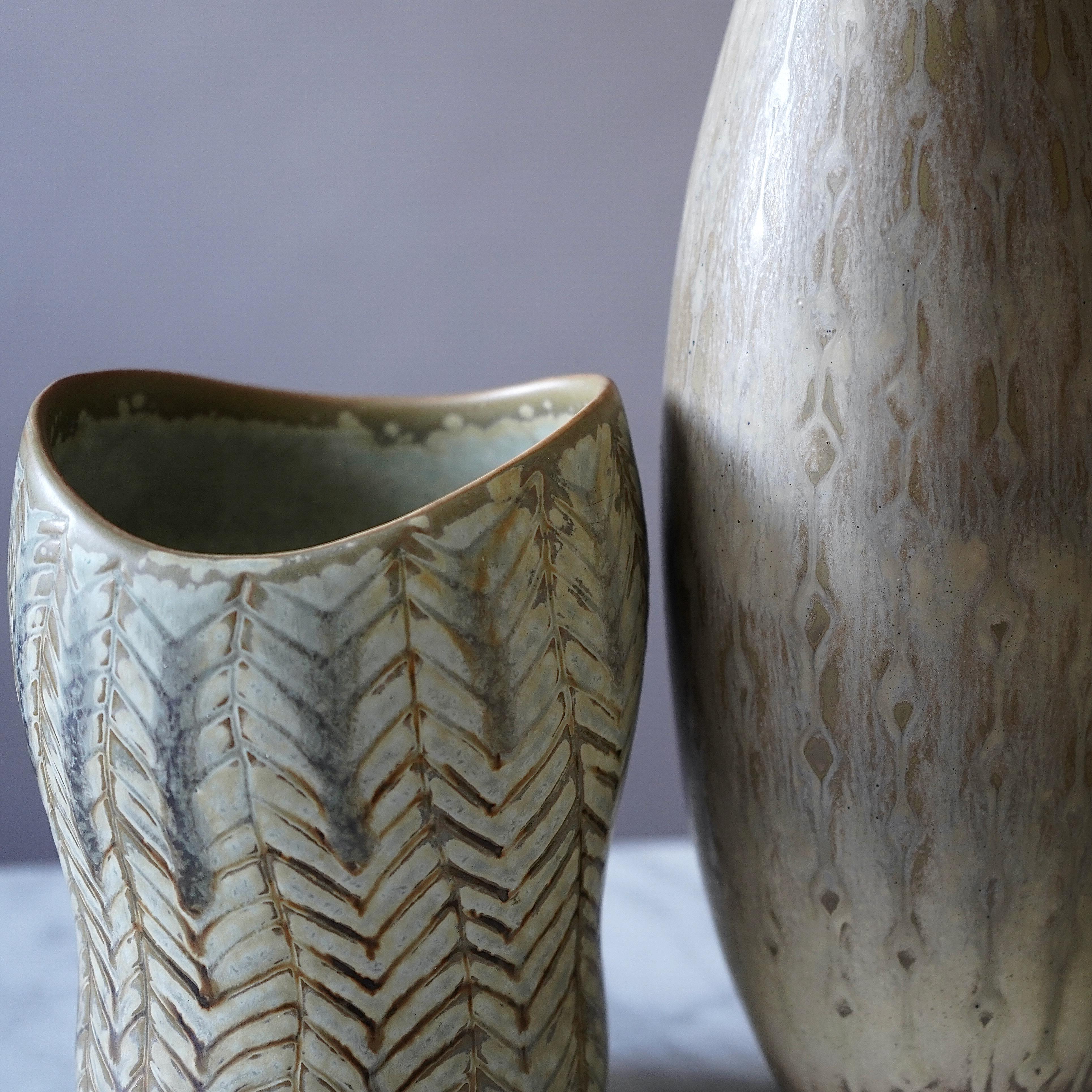 20th Century Set of 6 Stoneware Vases by Carl-Harry Stalhane, Rorstrand, Sweden, 1950s For Sale