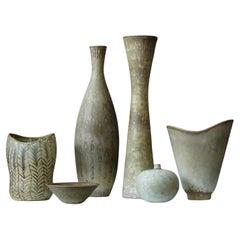 Vintage Set of 6 Stoneware Vases by Carl-Harry Stalhane, Rorstrand, Sweden, 1950s