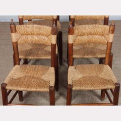 Set of 6 straw chairs, French craftsmanship, 1940