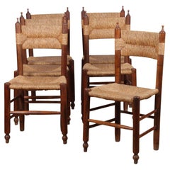 Set of 6 straw chairs, French craftsmanship, 1940