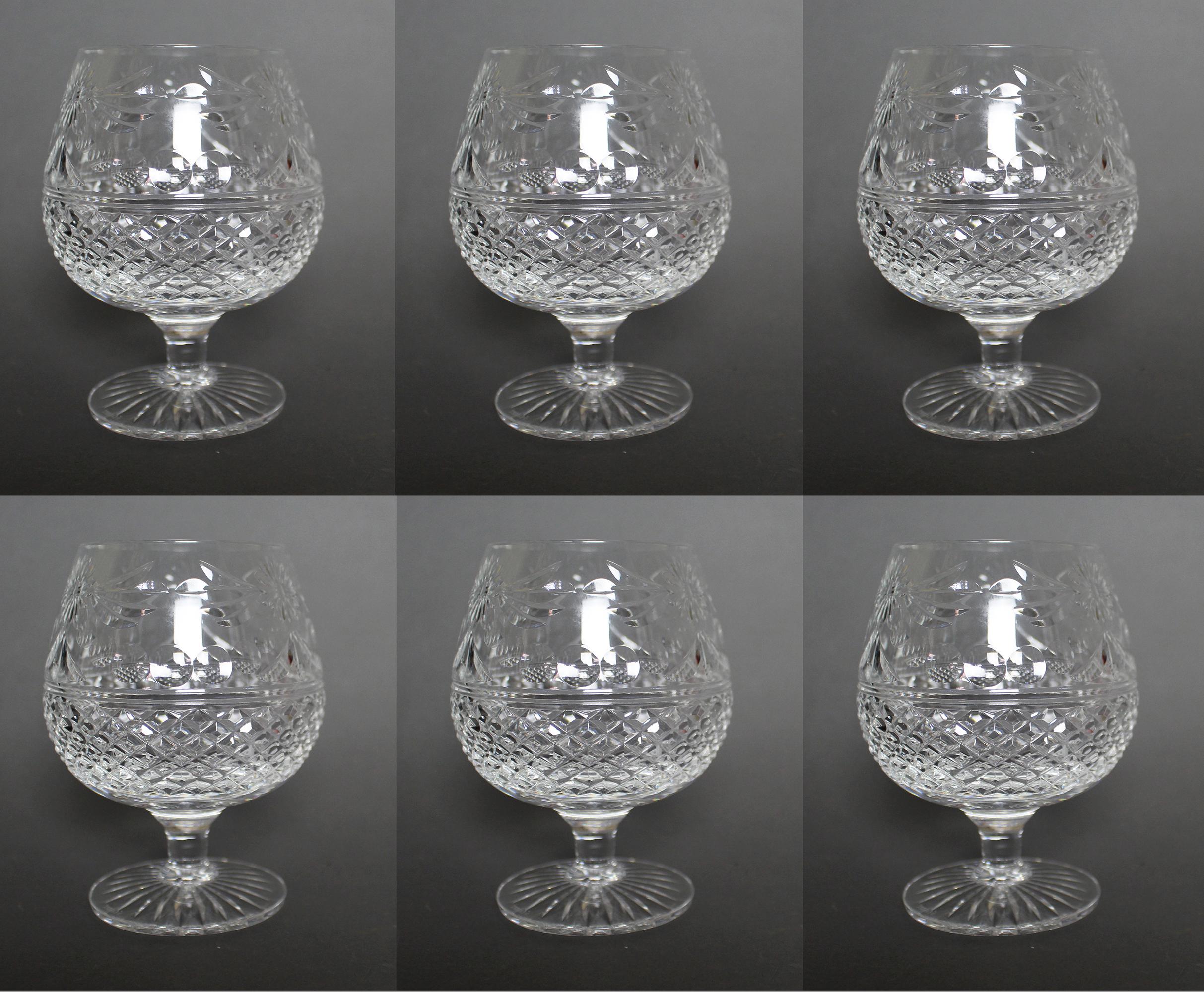 Set of 6 Stuart Beaconsfield Cut Brandy Glasses In Excellent Condition For Sale In Worcester, GB
