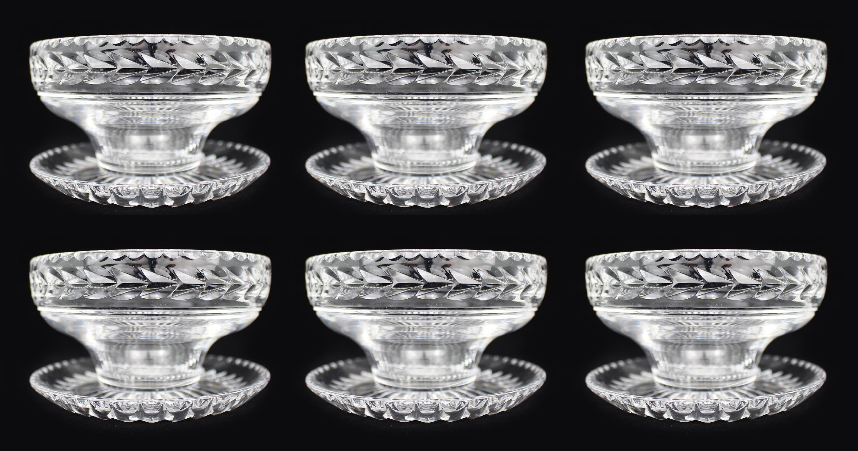 Satz von 6 Stuart Crystal Cheltenham Eisbecher aus geschliffenem Glas (Geschliffenes Glas) im Angebot