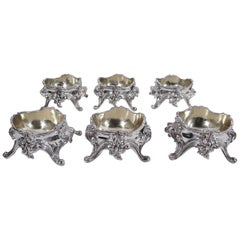 Set of 6 Sumptuous French Rococo Silver Open Salts by Boin-Taburet