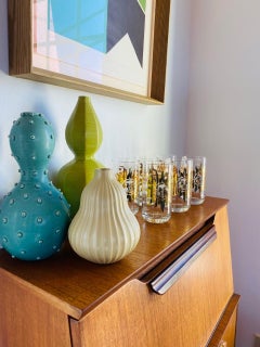 Set of 6 Sun Moon and Stars High Ball Crystal Glasses 1990s Made in Italy