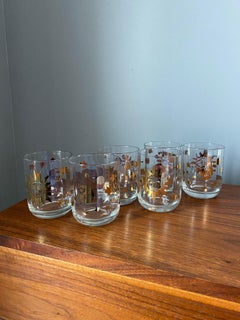 Set of 6 Sun Moon and Stars Old Fashioned Crystal Glasses 1990s Made in Italy