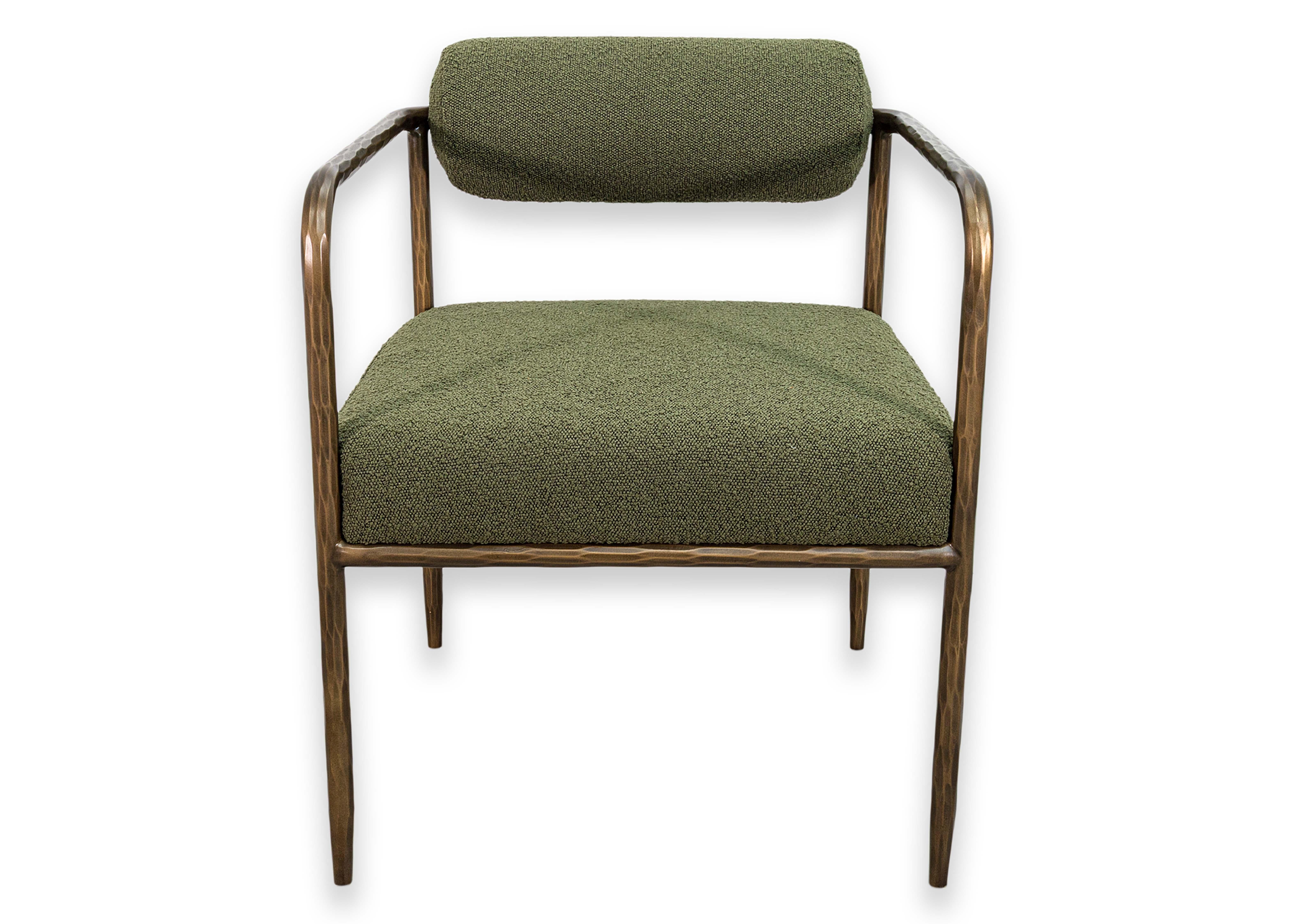 Set of 6 Sunpan Ajani Olive Green and Brass Contemporary Modern Dining Armchairs For Sale 6
