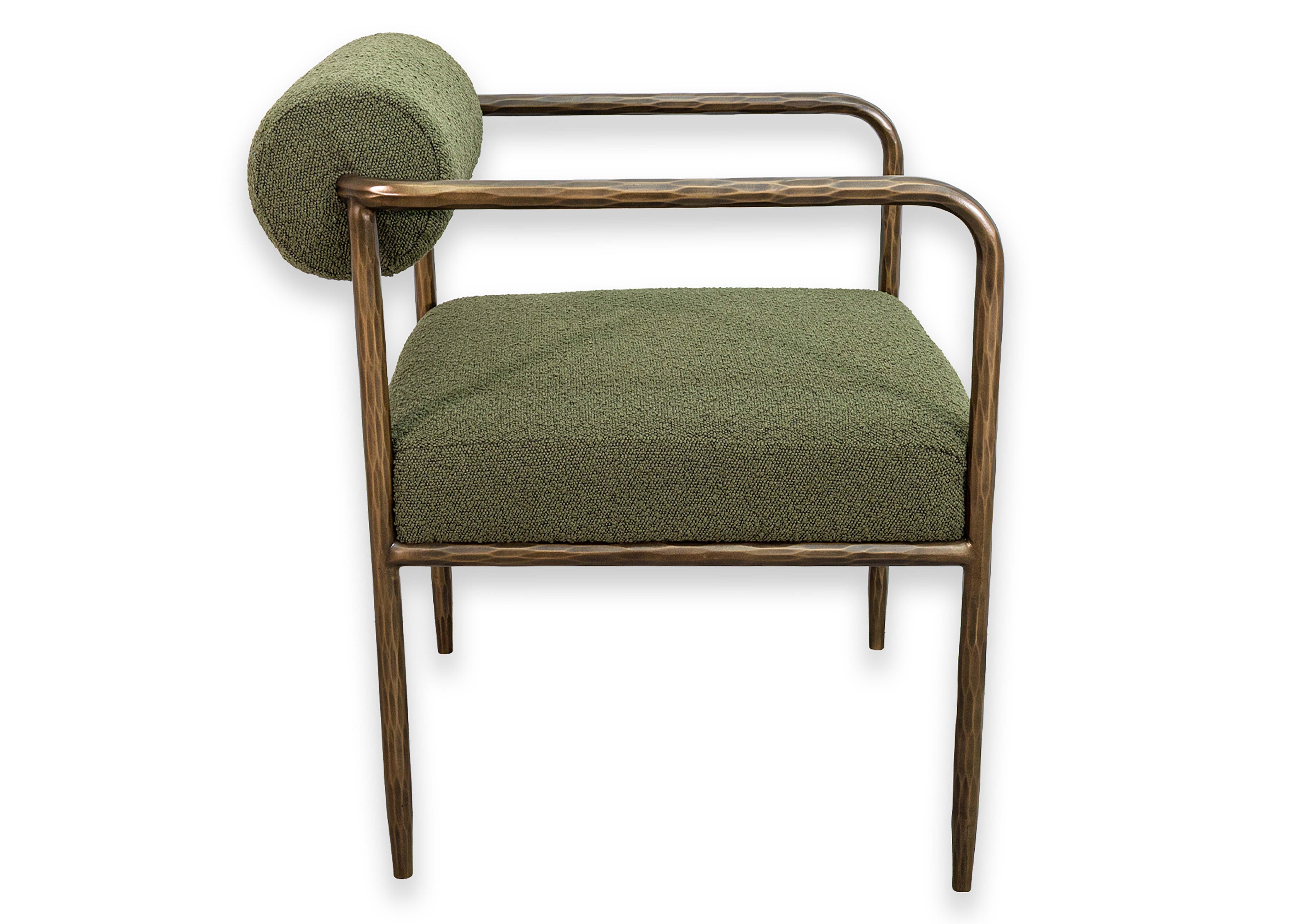 Set of 6 Sunpan Ajani Olive Green and Brass Contemporary Modern Dining Armchairs For Sale 7