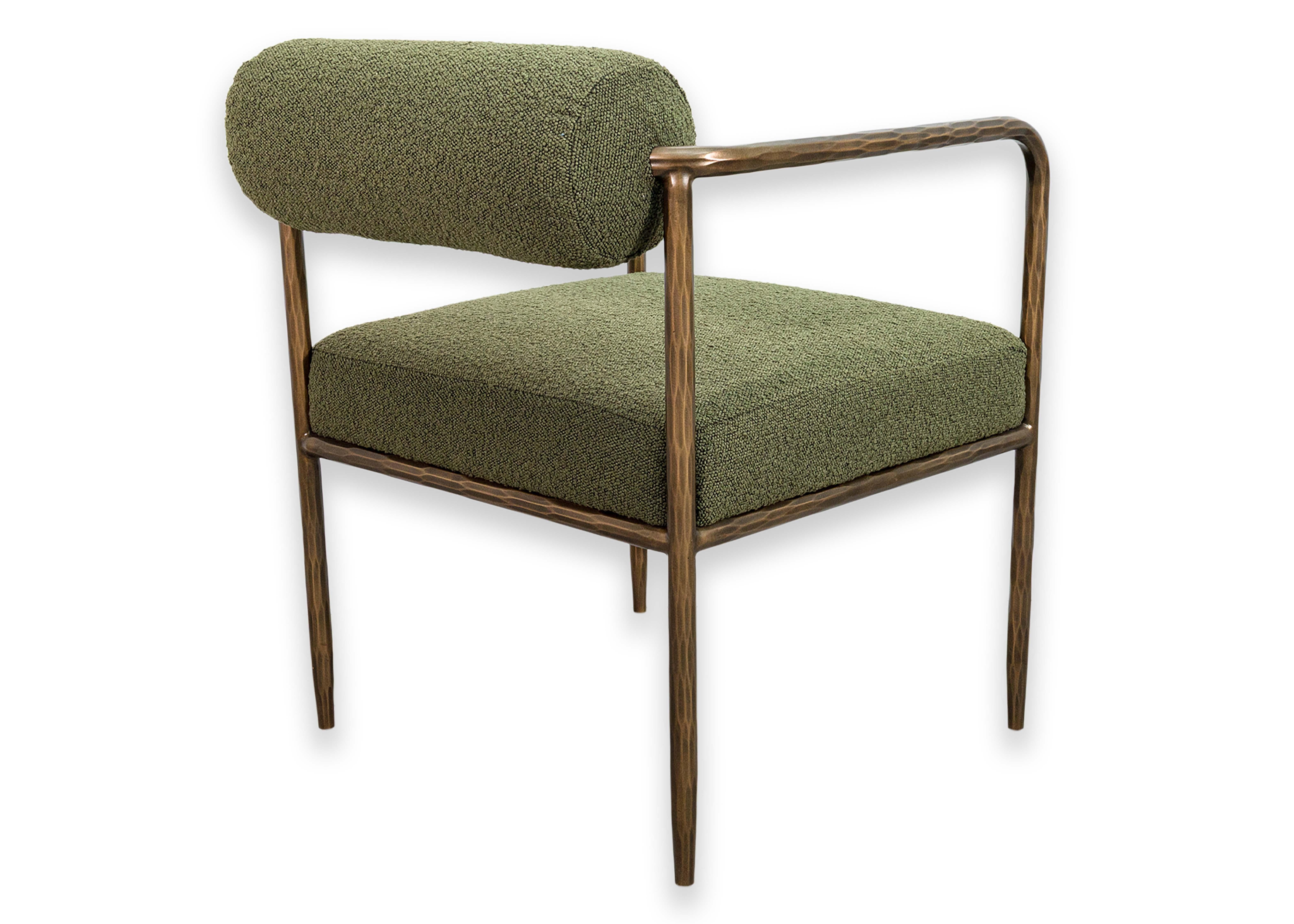 Set of 6 Sunpan Ajani Olive Green and Brass Contemporary Modern Dining Armchairs For Sale 8