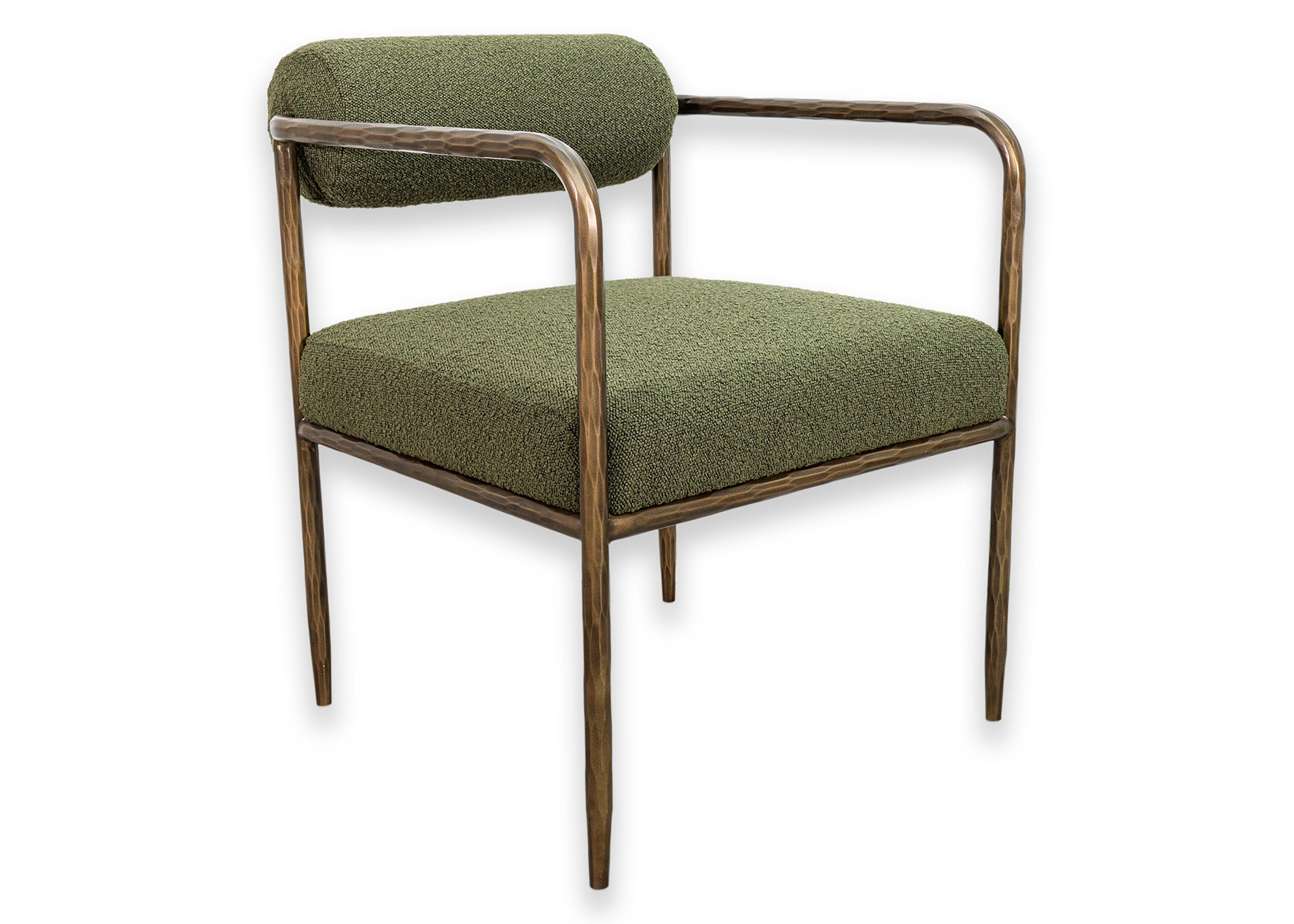 Set of 6 Sunpan Ajani Olive Green and Brass Contemporary Modern Dining Armchairs For Sale 9