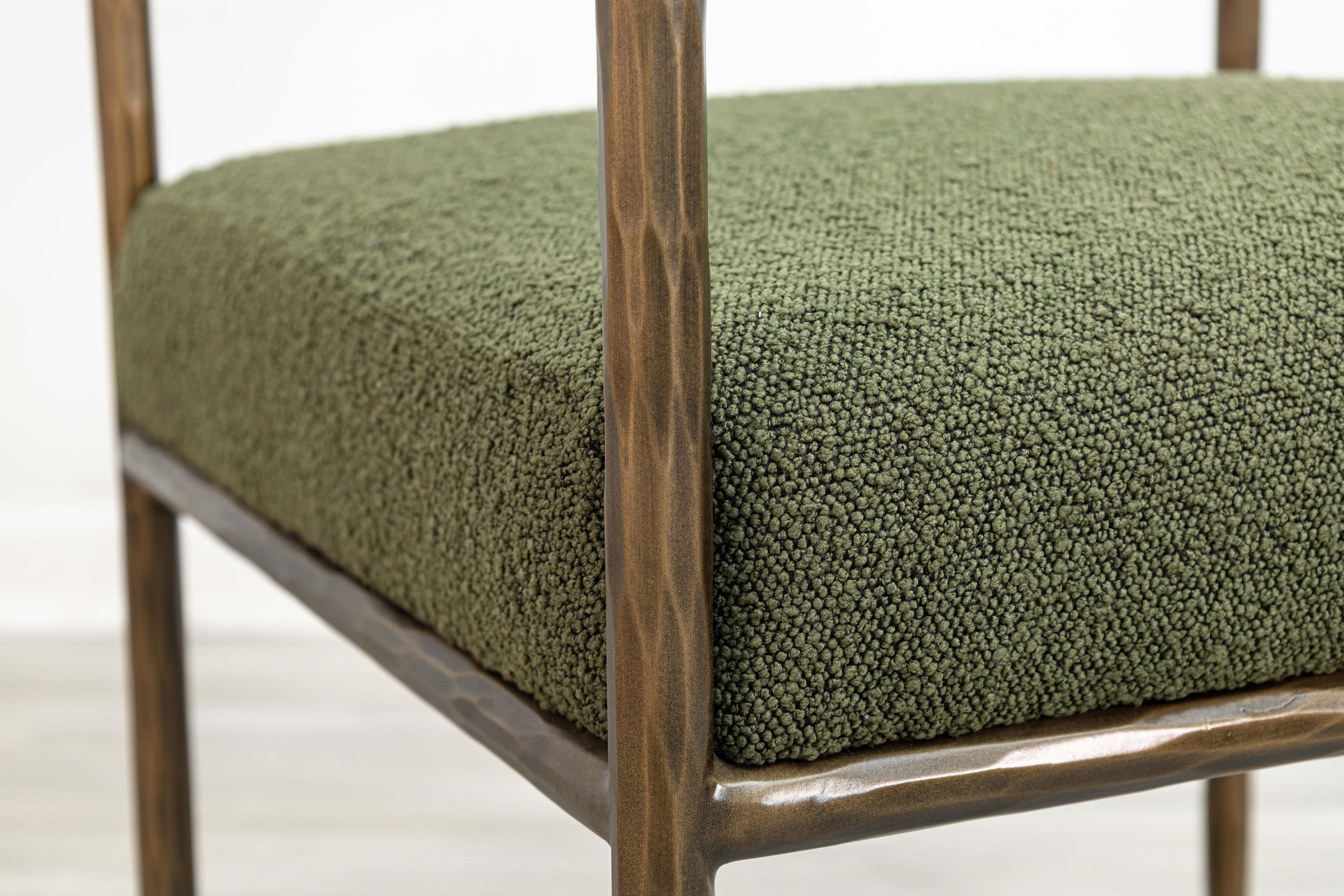 Set of 6 Sunpan Ajani Olive Green and Brass Contemporary Modern Dining Armchairs For Sale 1