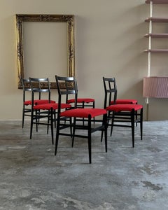 Set of 6 "Superleggera" chairs designed by Gio Ponti for Cassina, circa 1950s.