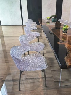 Set of 6 Swan Chairs with Steel Legs – Modern Curved Design