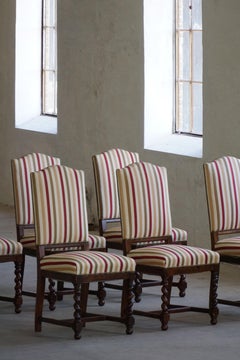 Set di 6 sedie da pranzo in stile barocco svedese in Oak, inizio XX secolo