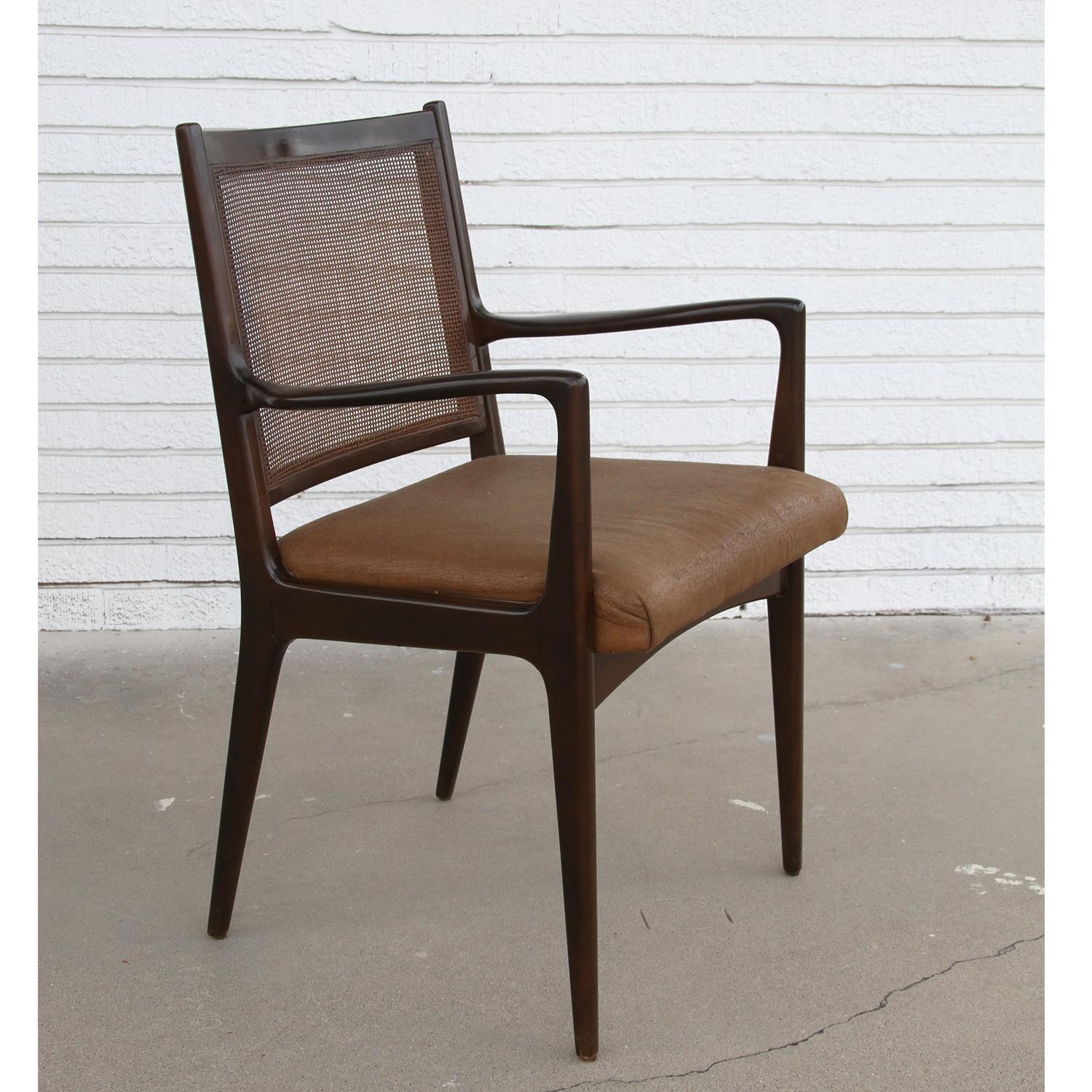 20th Century Set of 6 Swedish Dining Chairs Attributed to Karl Erik Ekselius in Teak and Cane For Sale
