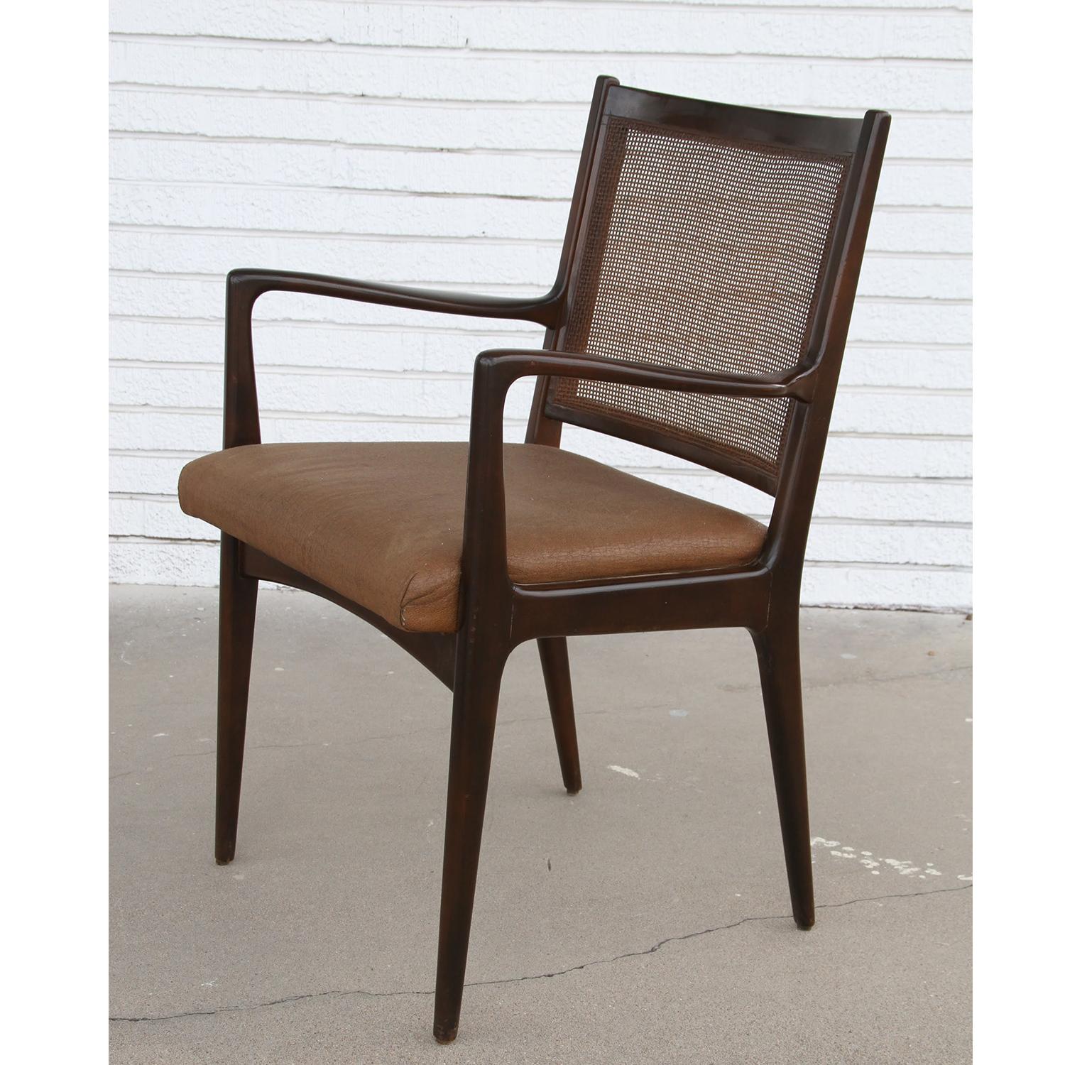 Set of 6 Swedish Dining Chairs Attributed to Karl Erik Ekselius in Teak and Cane For Sale 3