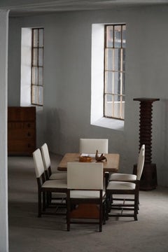 Set of 6 Swedish Grace Dining Chairs in Birch & New Upholstery, 1920s