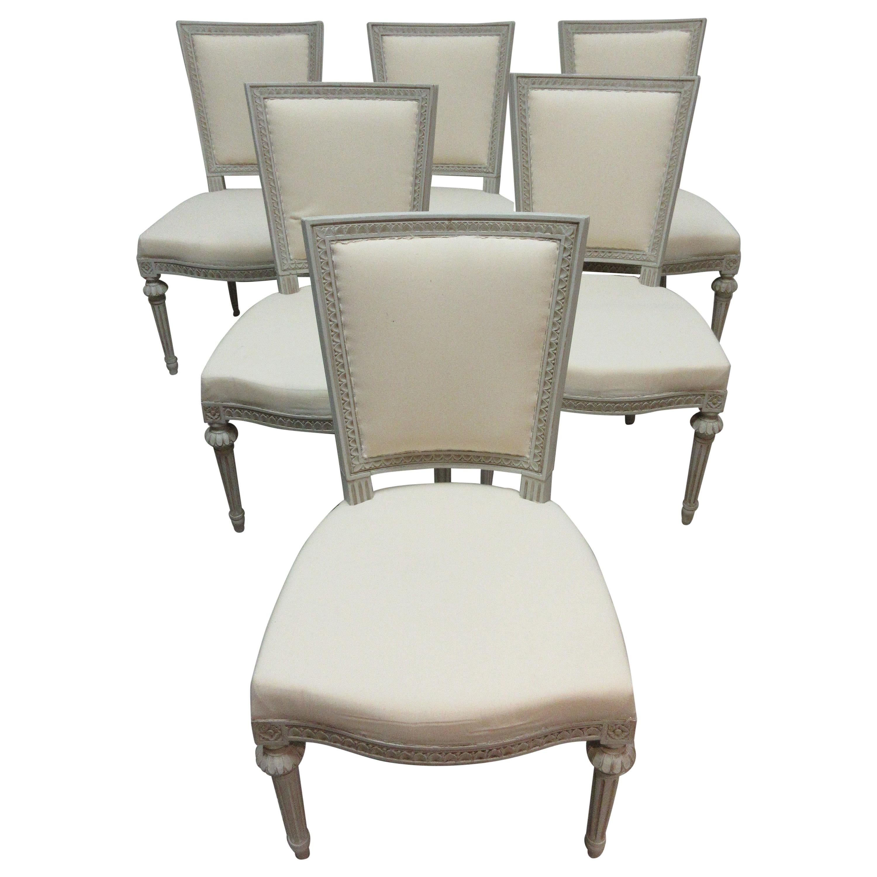 Set of 6 Swedish Gustavian Side Chairs