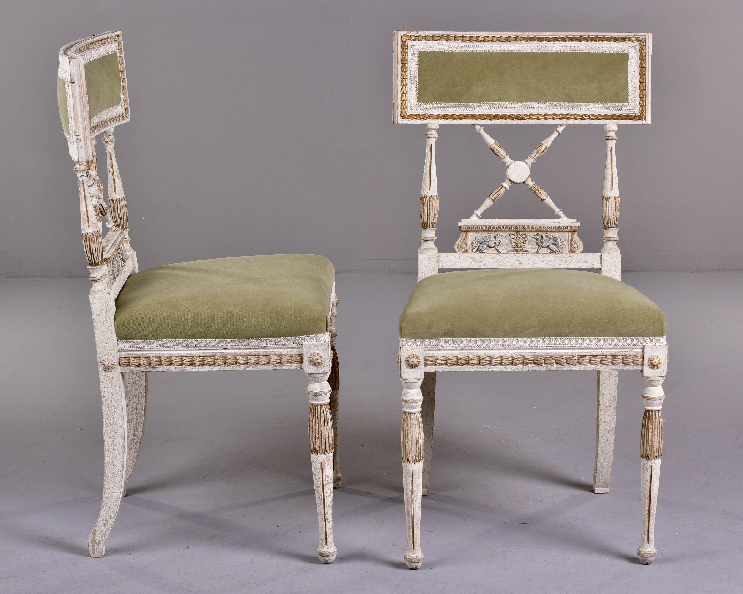 Set of 6 Swedish Gustavian Style Painted Chairs with New Upholstery 8