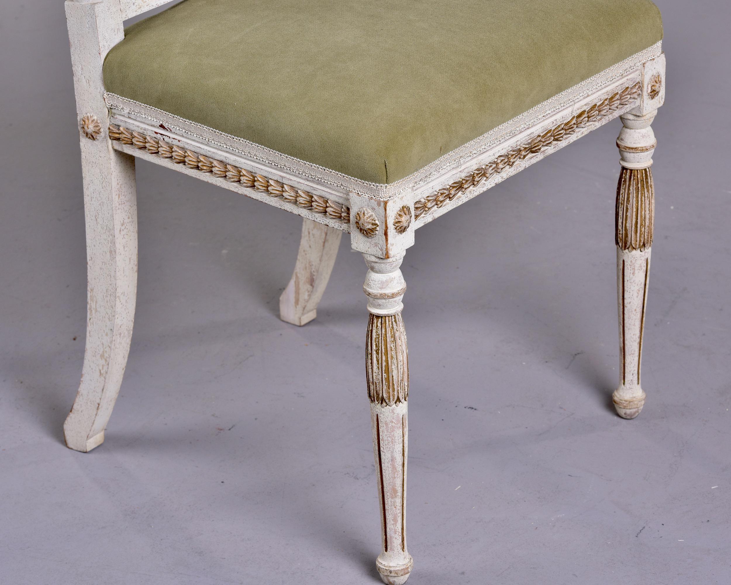 Set of 6 Swedish Gustavian Style Painted Chairs with New Upholstery 10