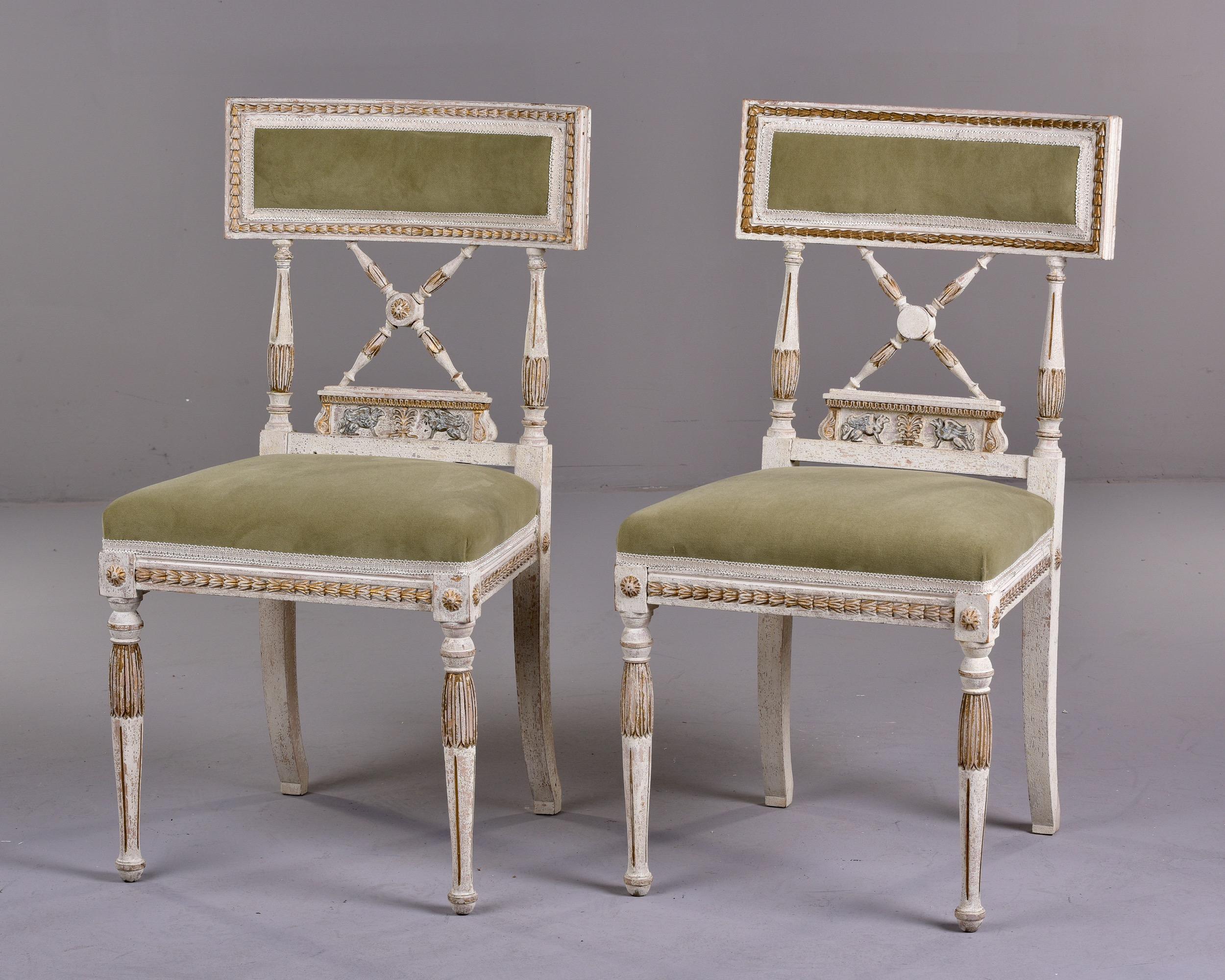 Set of 6 Swedish Gustavian Style Painted Chairs with New Upholstery 1