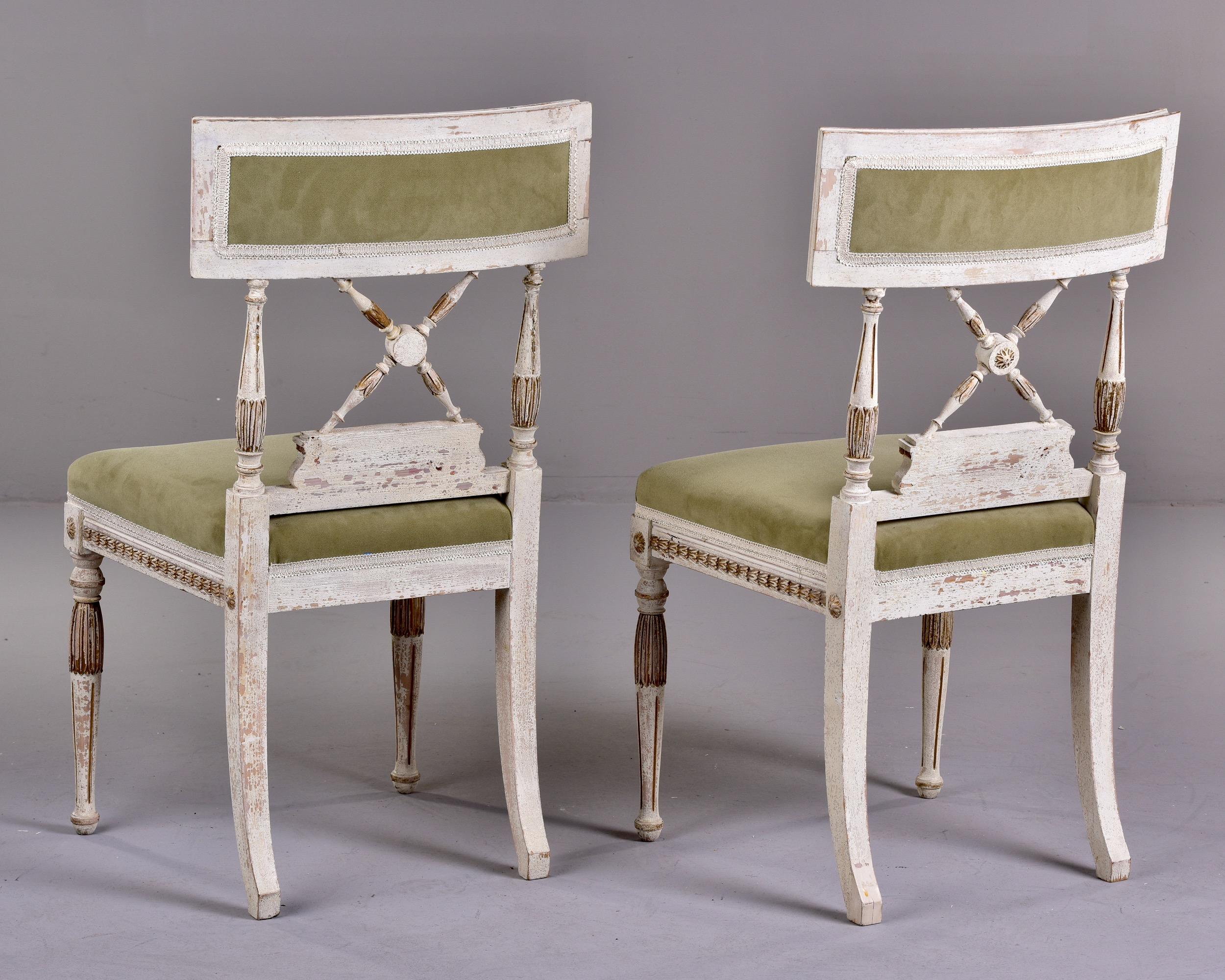 Set of 6 Swedish Gustavian Style Painted Chairs with New Upholstery 2