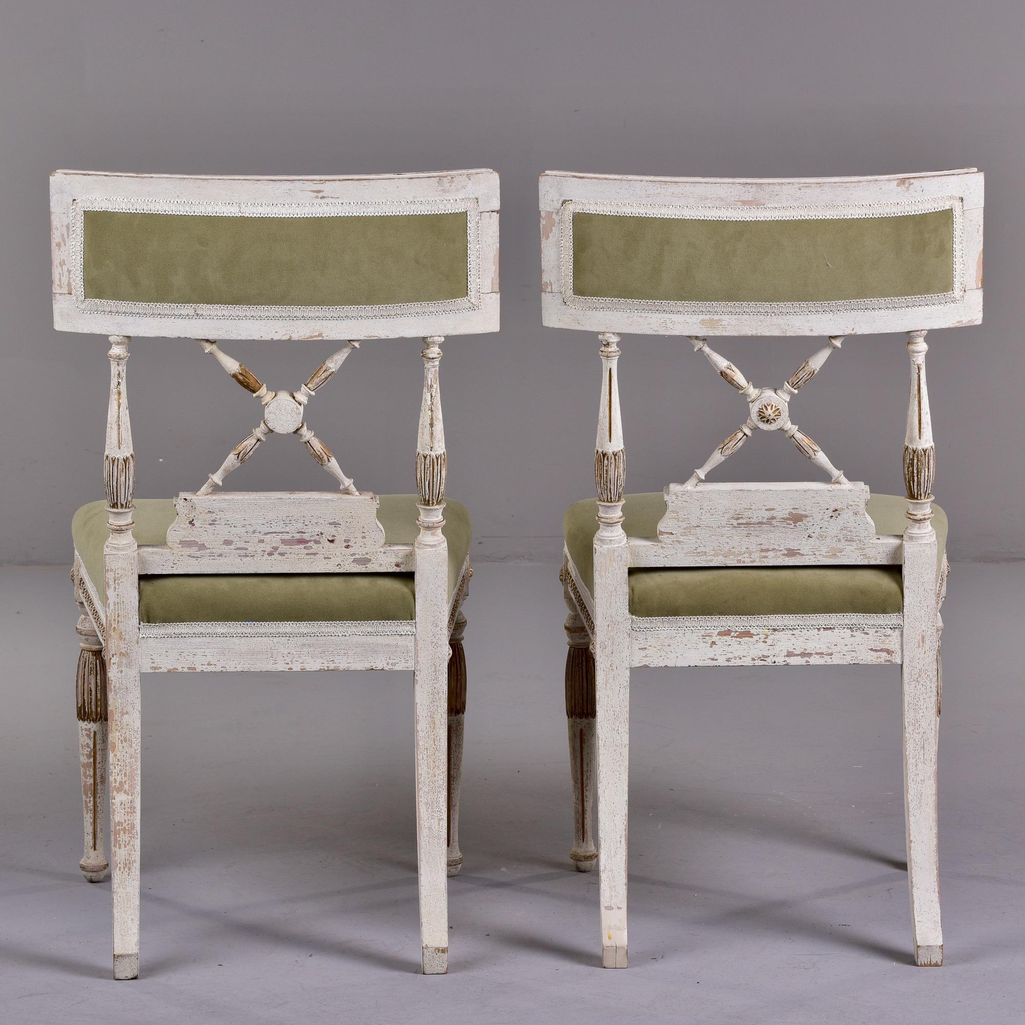 Set of 6 Swedish Gustavian Style Painted Chairs with New Upholstery 3