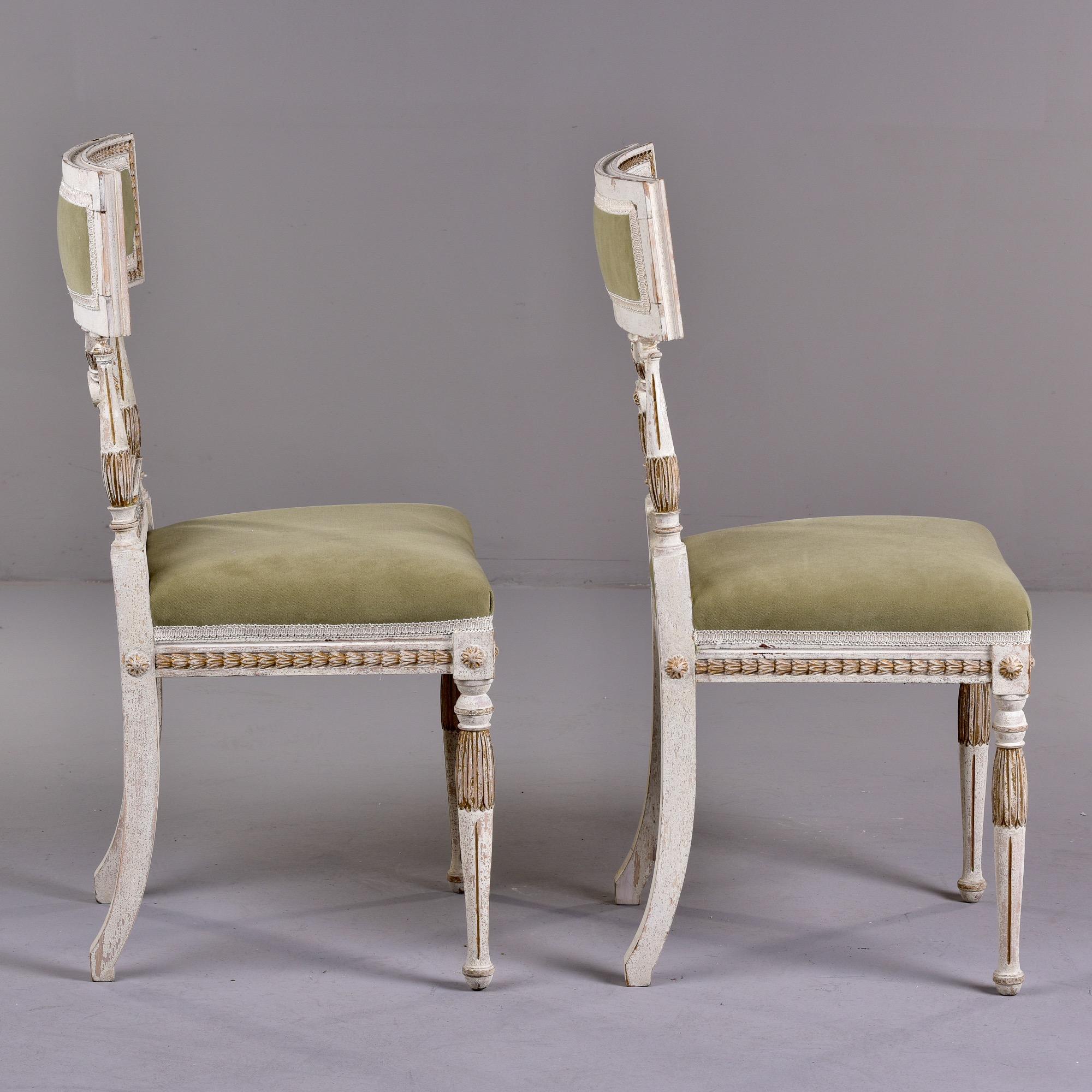Set of 6 Swedish Gustavian Style Painted Chairs with New Upholstery 4
