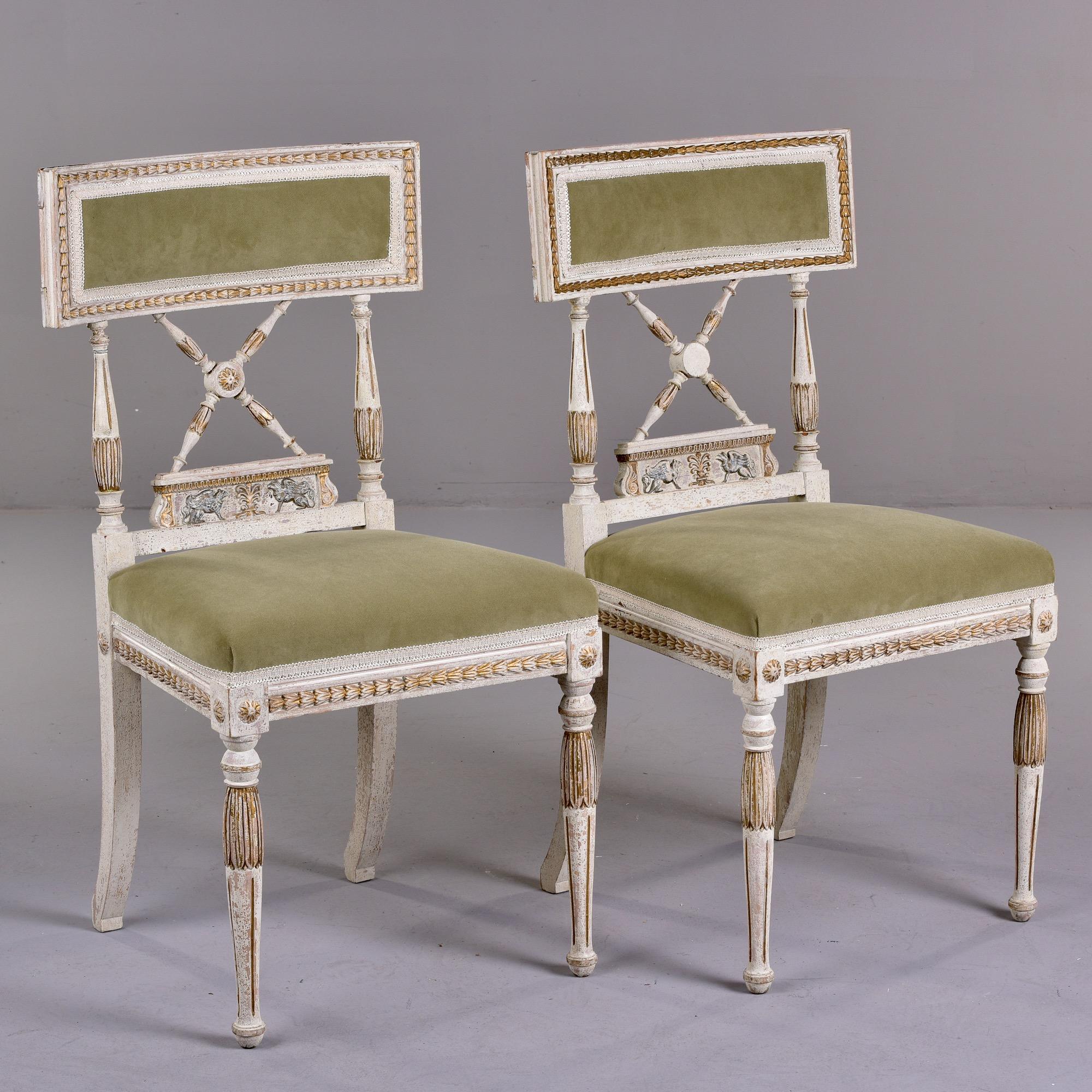 Set of 6 Swedish Gustavian Style Painted Chairs with New Upholstery 5