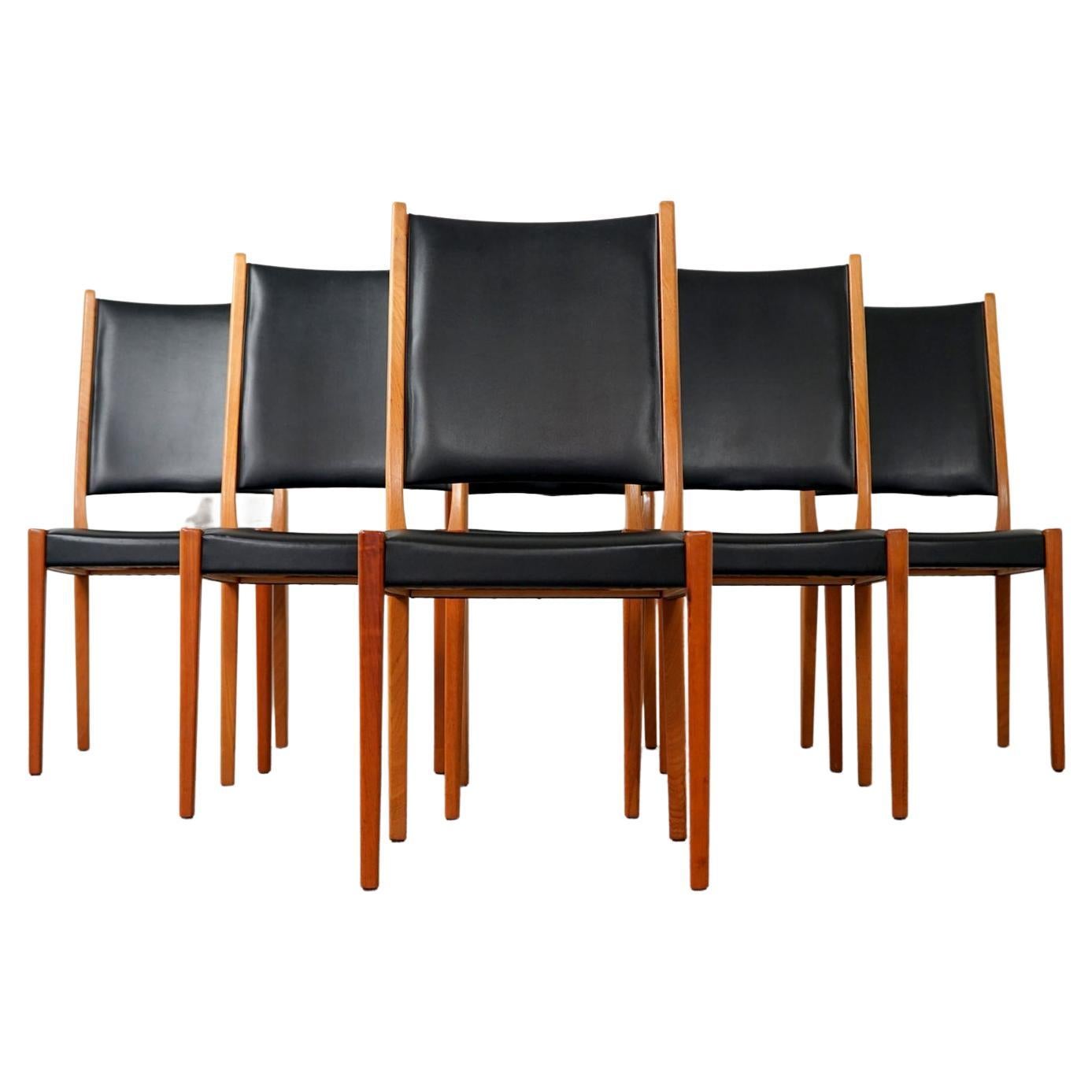 Midcentury Svegards Markaryd 6 Teak Dining Chairs Made in Sweden Black