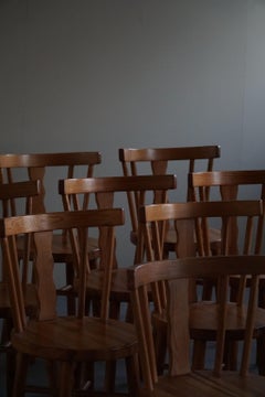 Set of 6 Swedish Modern Solid Pine Chairs, Made at Steneby Hemslöjd, 1975