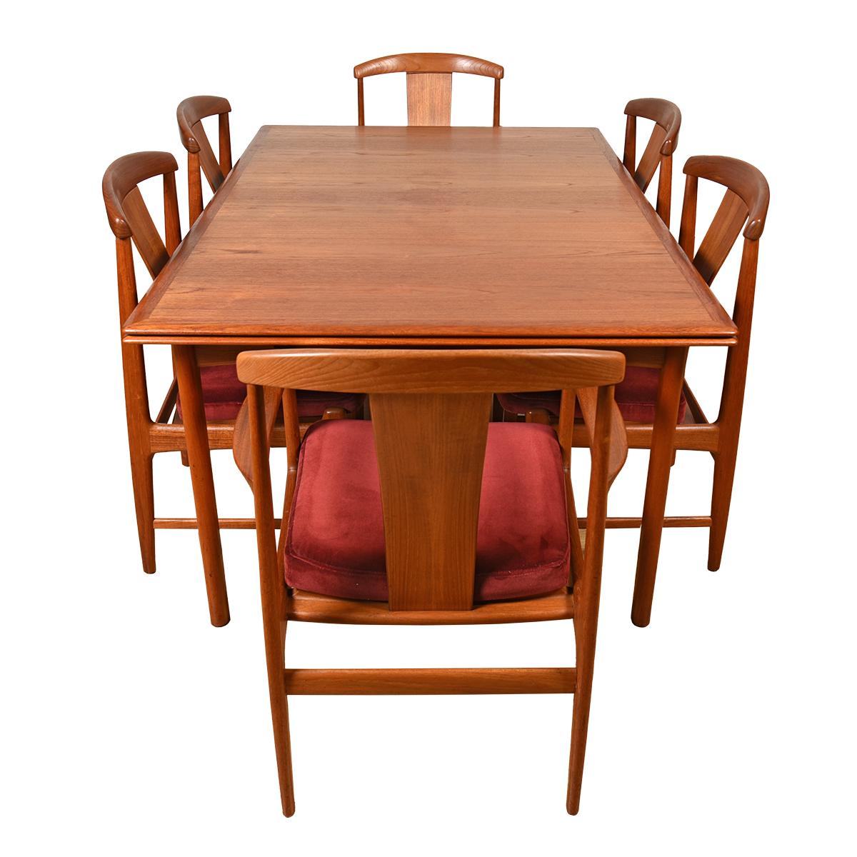 Tissu d'ameublement Ensemble de 6 chaises de salle à manger modernes suédoises en teck par Folke Ohlsson pour DUX en vente
