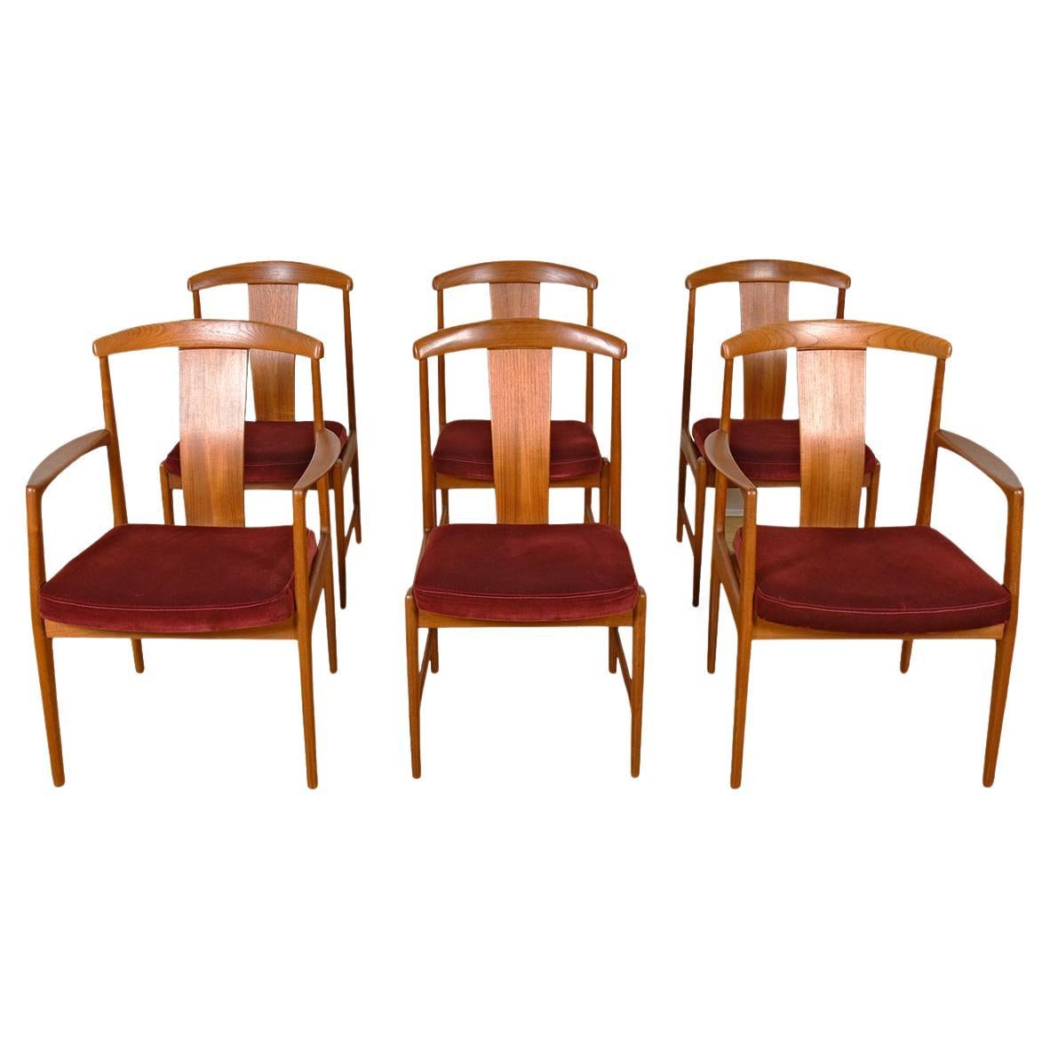 Ensemble de 6 chaises de salle à manger modernes suédoises en teck par Folke Ohlsson pour DUX en vente