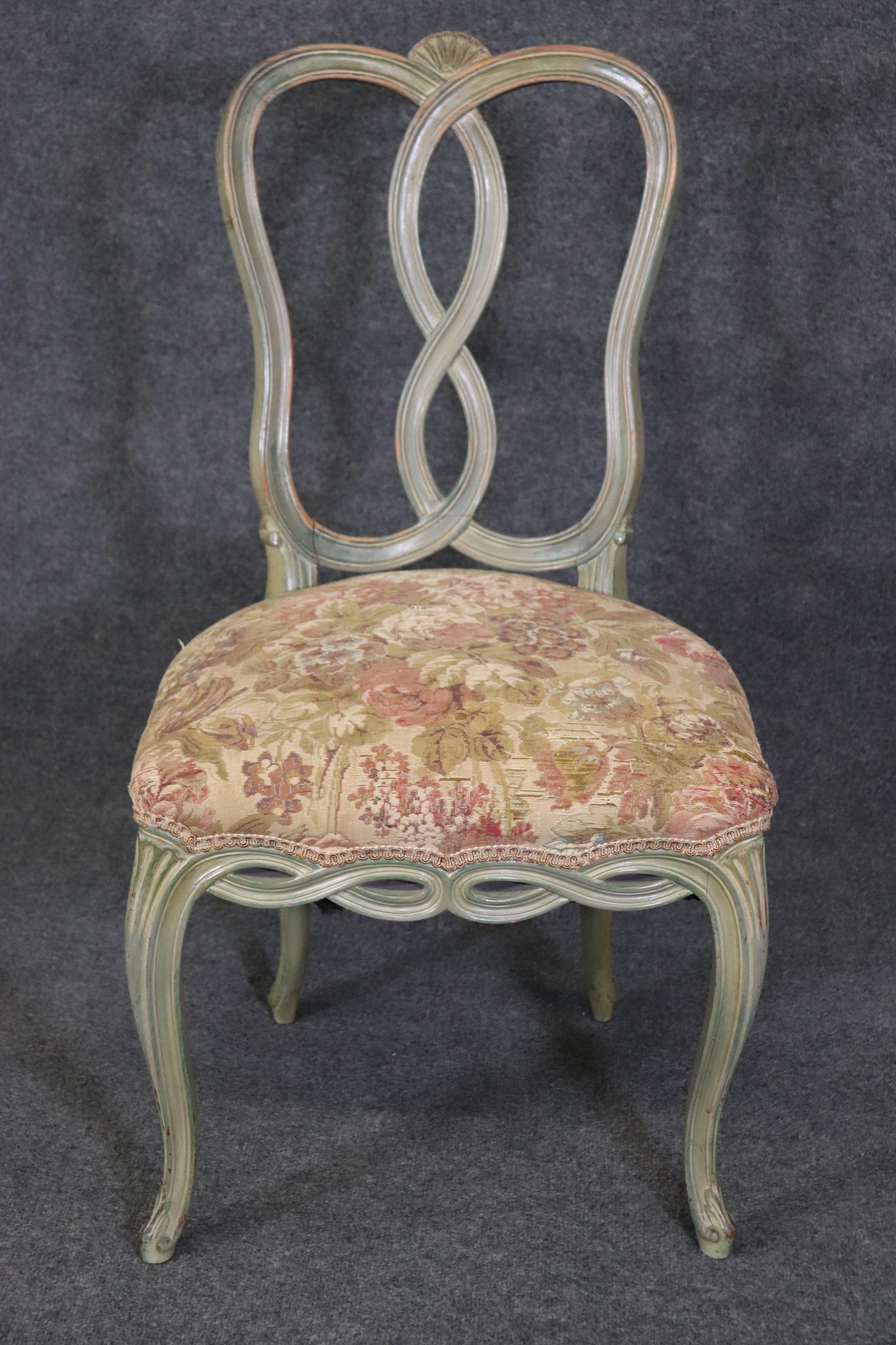 Neoclassical Set of 6 Swedish NeoClassical Paint Decorated Dining Chairs