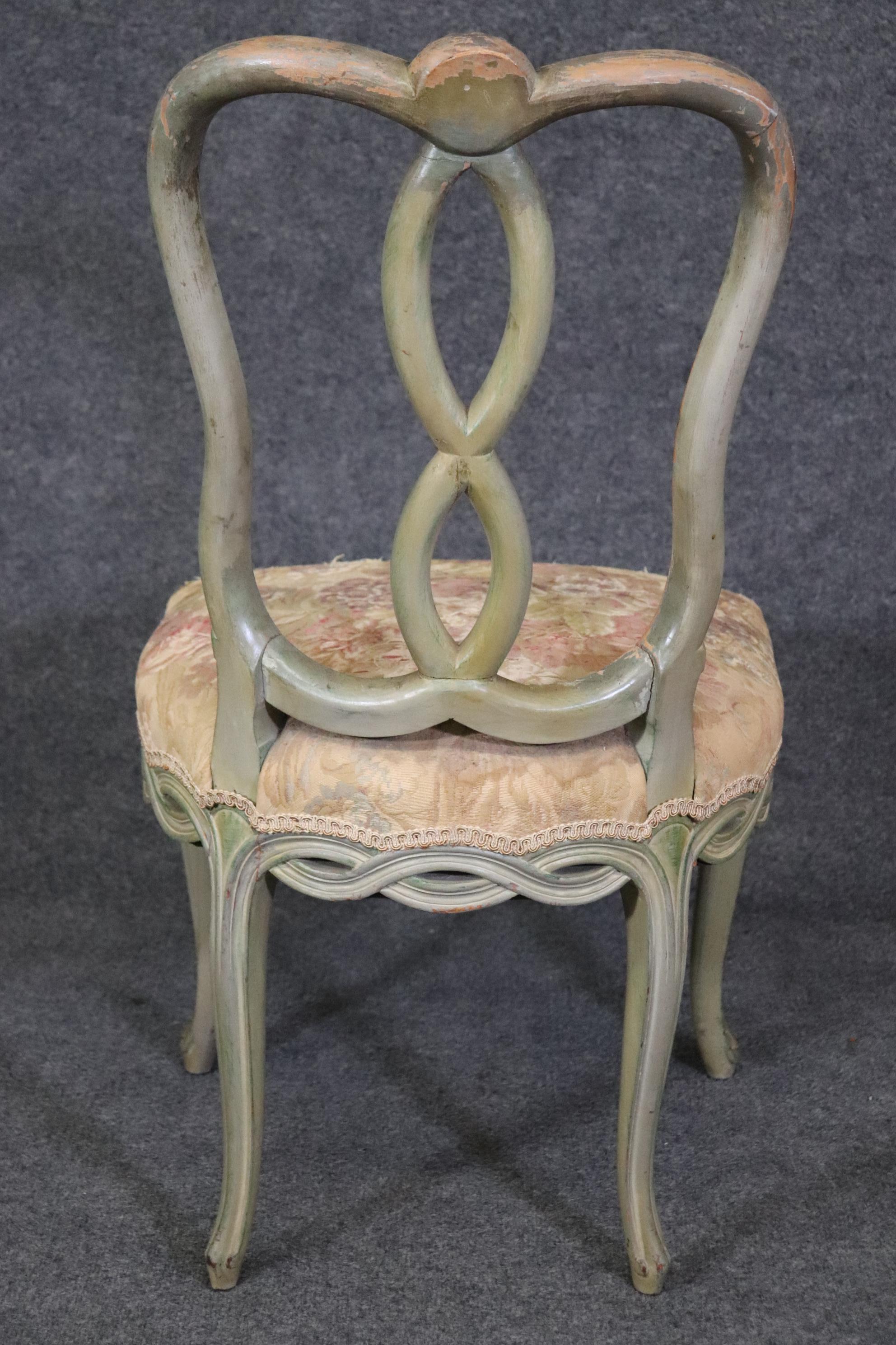 Carved Set of 6 Swedish NeoClassical Paint Decorated Dining Chairs