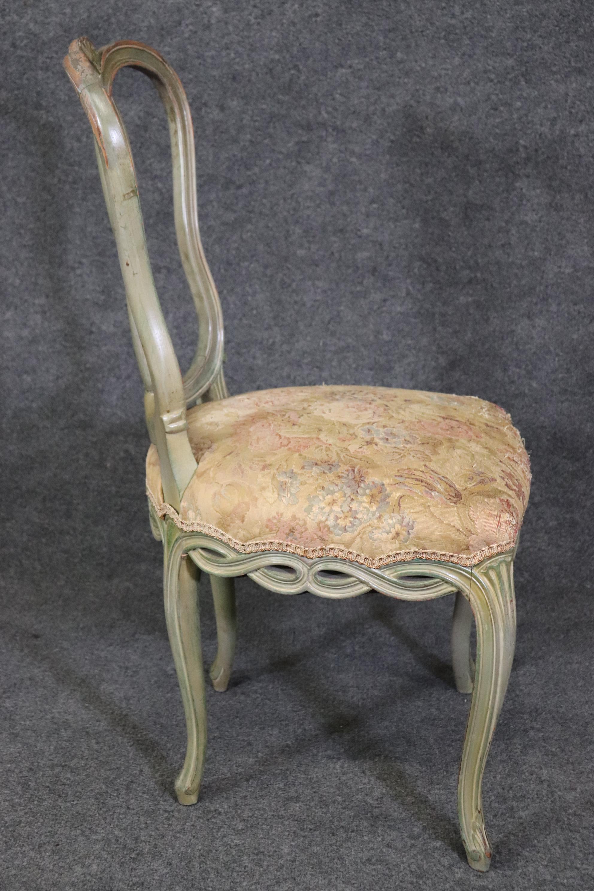 Set of 6 Swedish NeoClassical Paint Decorated Dining Chairs In Good Condition In Swedesboro, NJ