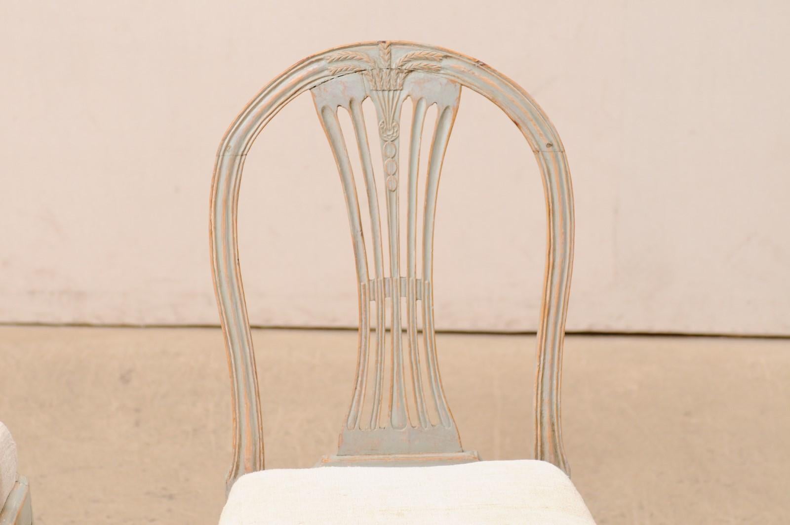 Wood Set of 6 Swedish Provincial Gustavian Carved Wheat-Back Chairs