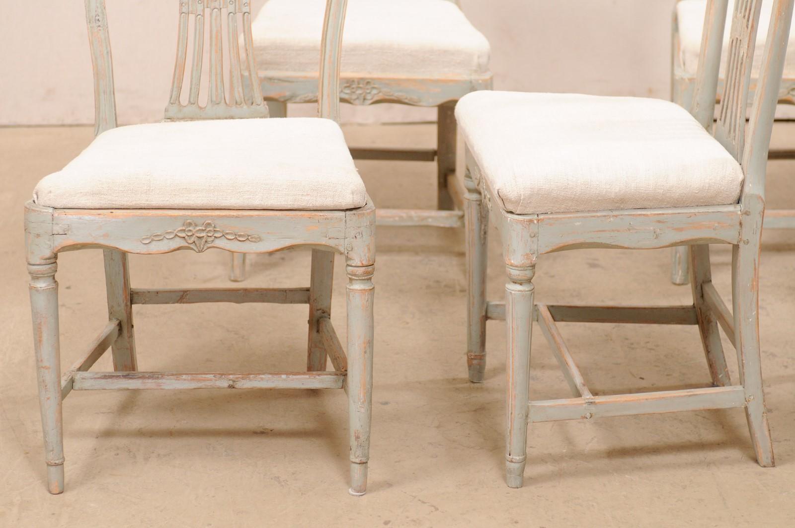 Set of 6 Swedish Provincial Gustavian Carved Wheat-Back Chairs 3