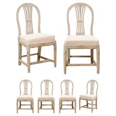 Used Set of 6 Swedish Provincial Gustavian Carved Wheat-Back Chairs