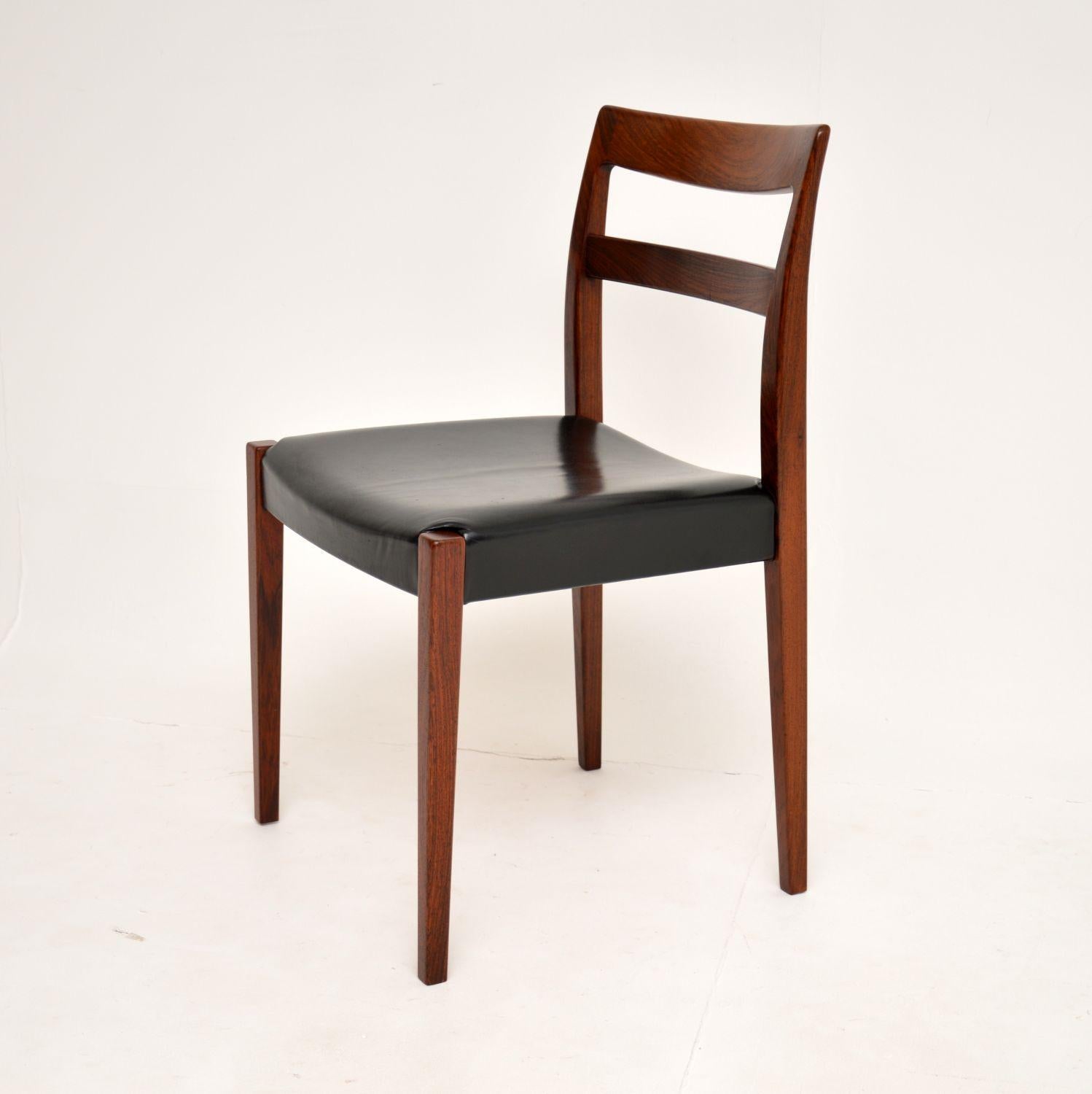 20th Century Set of 6 Swedish Vintage Wood & Leather Dining Chairs by Nils Jonsson