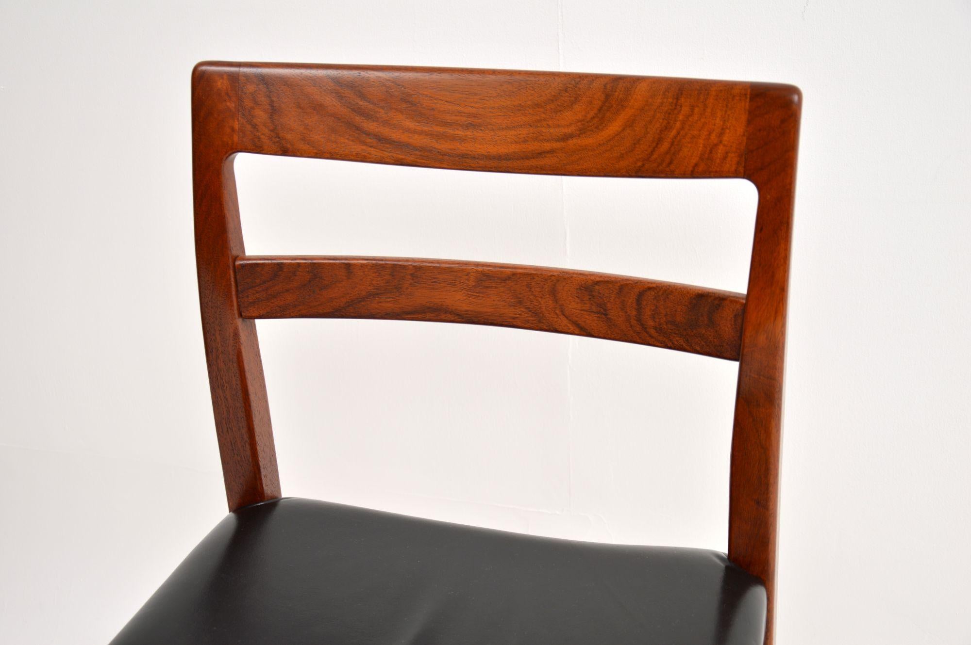 Set of 6 Swedish Vintage Wood & Leather Dining Chairs by Nils Jonsson 2